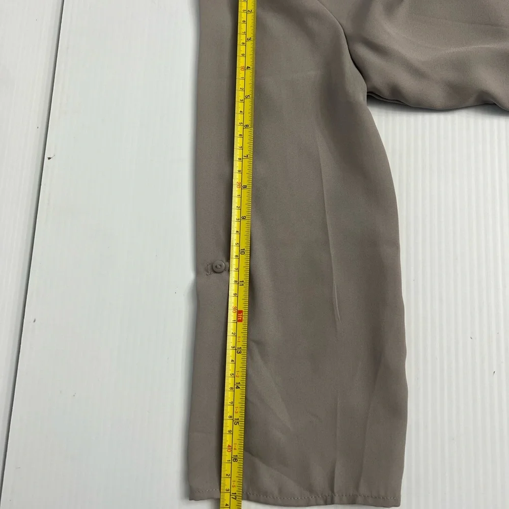 Pink Rose midi dress turned-up button tab quarter sleeves gray size L